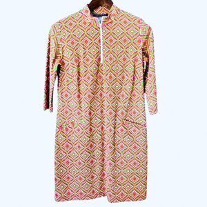 Katherine Way Doral Polo Dress Quarter Zip Stretch Jersey Athleisure Medium